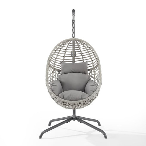 Crosley Lorelei Gray Indoor Outdoor Hanging Egg Chair with Stand