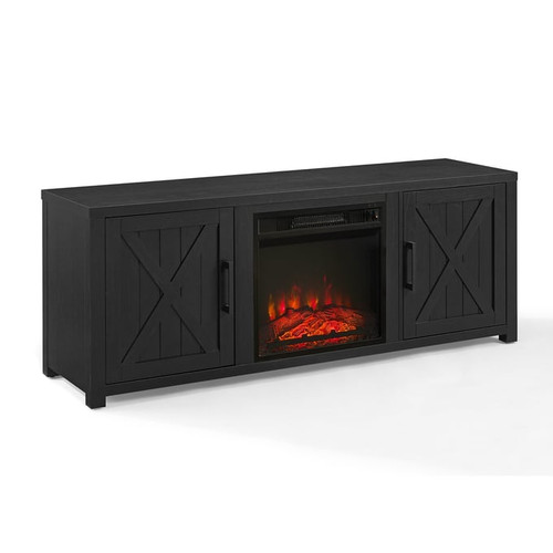 Crosley Gordon Wood 58 Inch Low Profile TV Stands With Fireplace