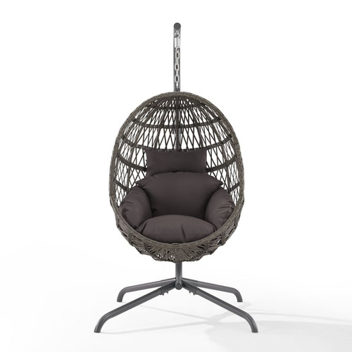 Crosley Tess Driftwood Gray Indoor Outdoor Hanging Egg Chair with Stand