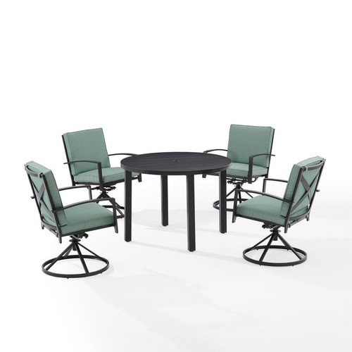 Crosley Kaplan Mist 5pc Outdoor Metal Round Dining Sets with Swivel Chair