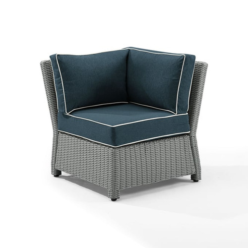 Crosley Bradenton Gray Navy Outdoor Sectional Corner Chair