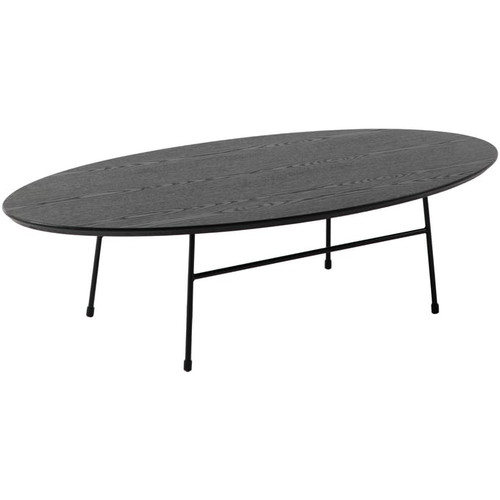 LeisureMod Rossmore Black Steel Frame 3pc Coffee Table Set