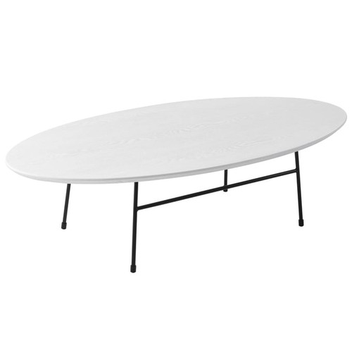 LeisureMod Rossmore White Black Steel Frame 3pc Coffee Table Set