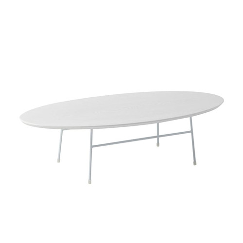 LeisureMod Rossmore White Steel Frame 3pc Coffee Table Set