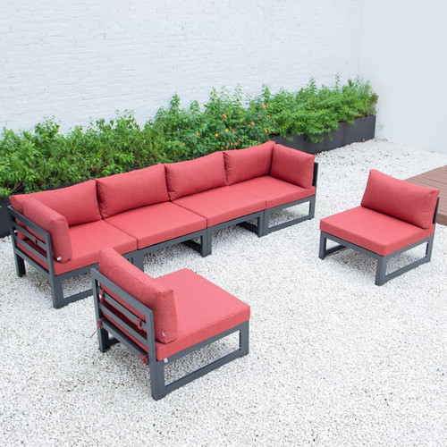 LeisureMod Chelsea 6pc Outdoor Patio Sectional Sets