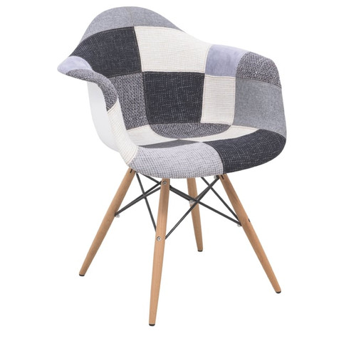 LeisureMod Willow Patchwork Fabric Eiffel Accent Chair