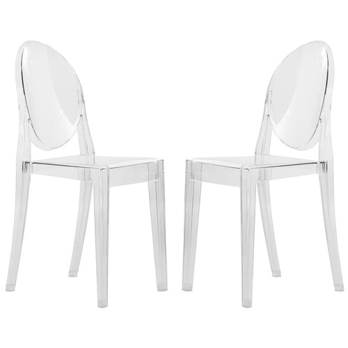 2 LeisureMod Marion Clear Transparent Acrylic Modern Chairs