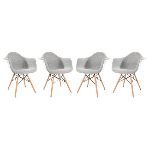 4 LeisureMod Willow Grey Fabric Eiffel Accent Chairs