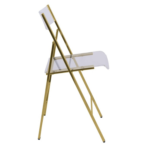 4 LeisureMod Menno Clear Acrylic Gold Base Folding Chairs