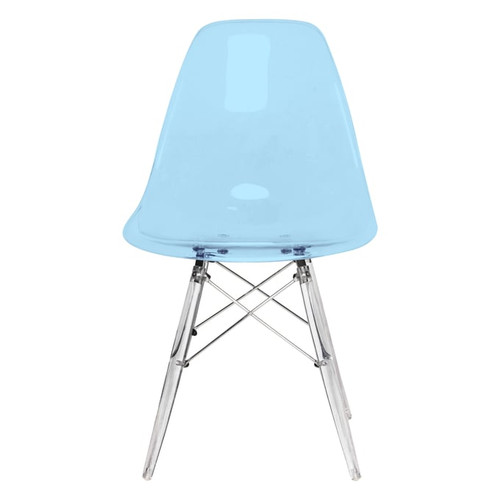 2 LeisureMod Dover Transparent Blue Orange Acrylic Base Side Chair