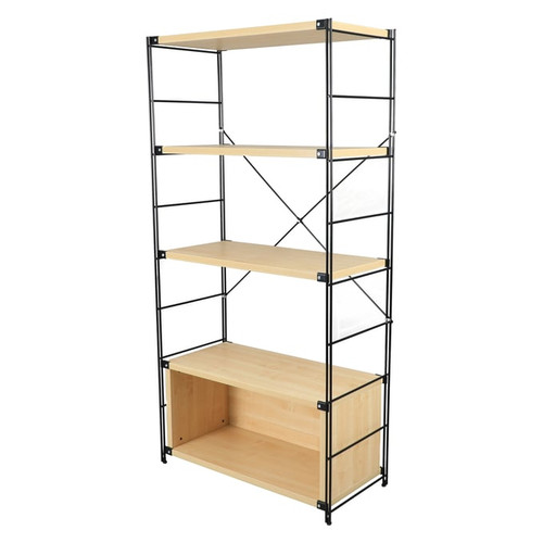 LeisureMod Brentwood Natural Wood Black Bookcase