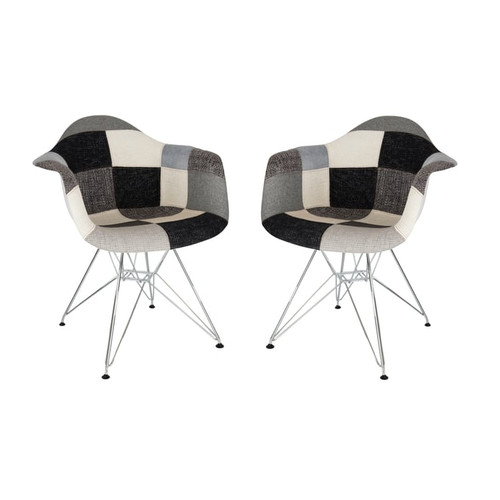 2 LeisureMod Willow Fabric Eiffel Accent Chairs