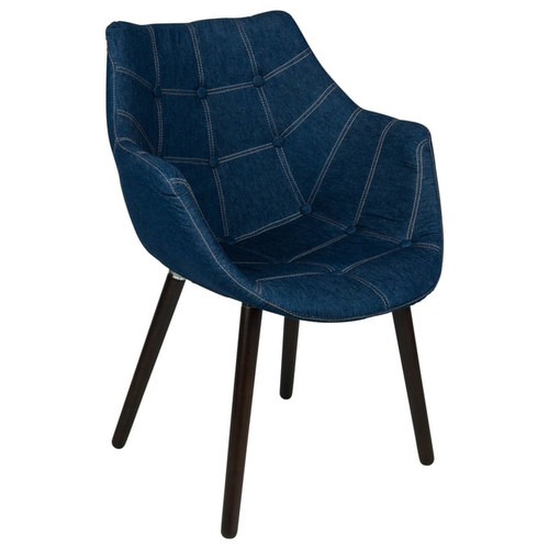 LeisureMod Milburn Denim Tufted Lounge Chair