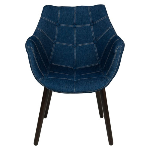 2 LeisureMod Milburn Denim Tufted Denim Lounge Chairs