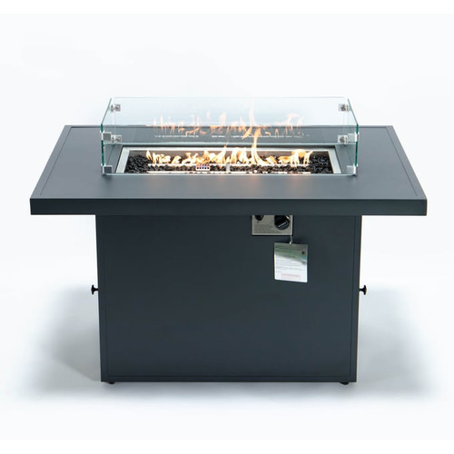 LeisureMod Chelsea Black Propane Fire Pit Table