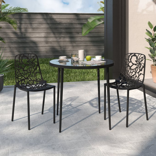 LeisureMod Devon Black Aluminum 3pc Outdoor Patio Dining Sets