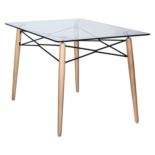 LeisureMod Dover Clear Rectangle Dining Table