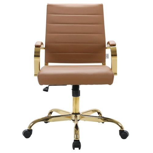 LeisureMod Benmar Leather Office Chairs With Gold Frame