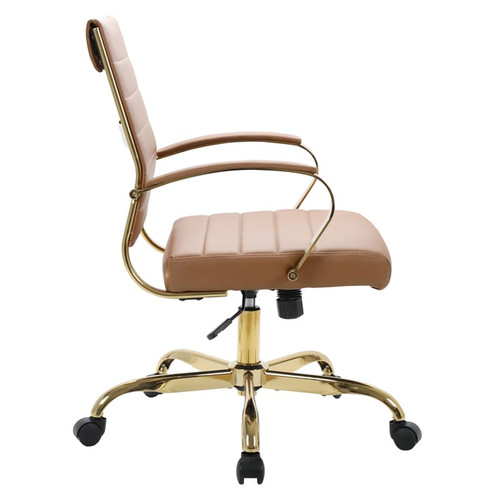 LeisureMod Benmar Leather Office Chairs With Gold Frame