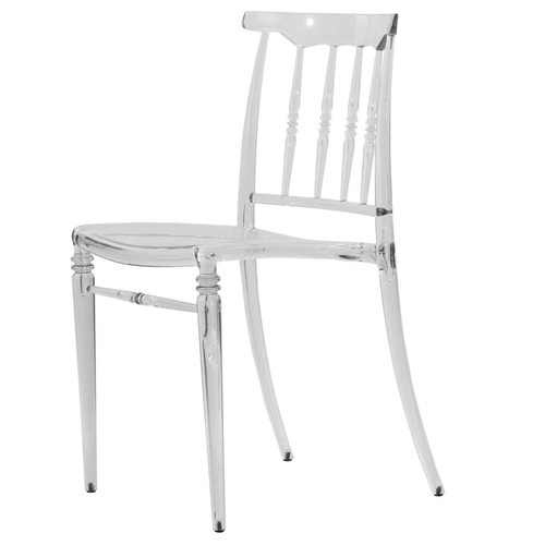 LeisureMod Spindle Clear Lucite Dining Chair