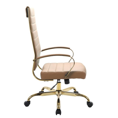 LeisureMod Benmar Leather High Back Office Chairs With Gold Frame