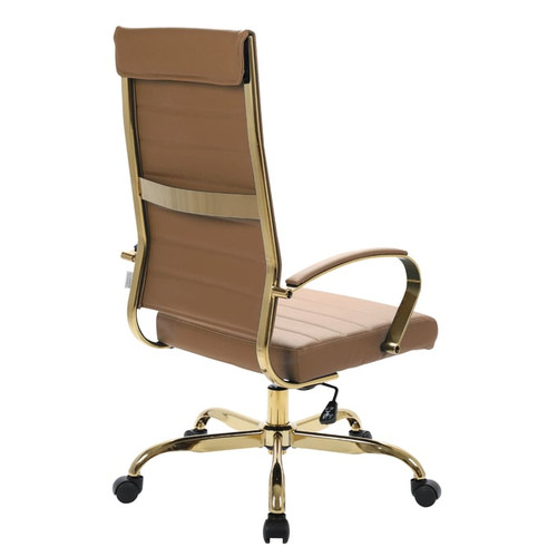 LeisureMod Benmar Leather High Back Office Chairs With Gold Frame