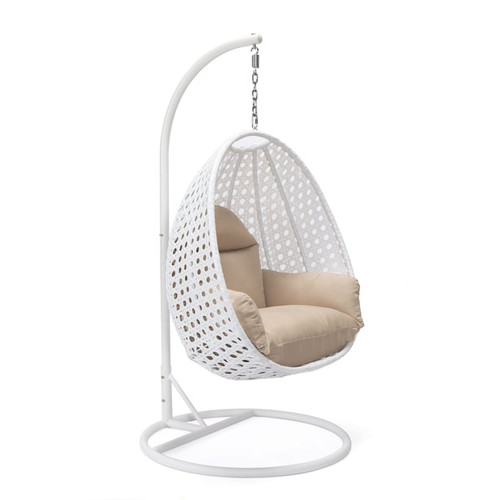 LeisureMod Egg White Hanging Swing Chairs