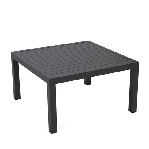 LeisureMod Hamilton Black Outdoor Patio Aluminum Coffee Table