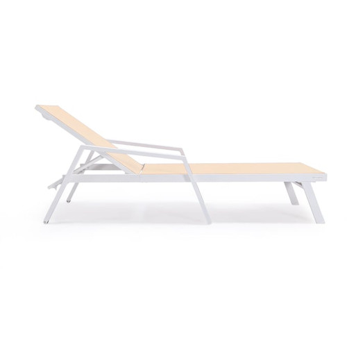 LeisureMod Marlin Patio Chaise Lounge Chairs With White Frame