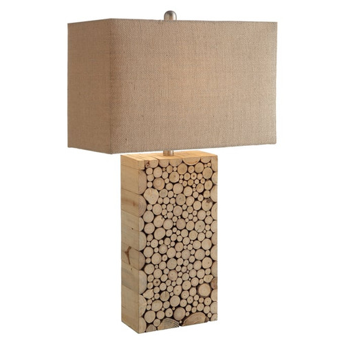 2 Crestview Collection Stacked Burlap Table Lamps