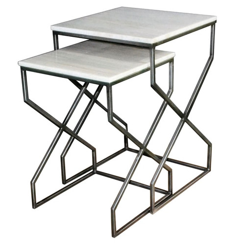 Crestview Collection Marble 2pc Side Nesting Table