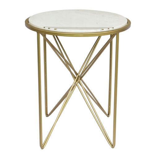 Crestview Collection Darby White Gold Marble Side Table