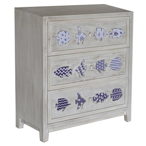 Crestview Collection Hatteras Distressed White Brown Chest