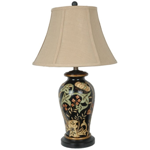 2 Crestview Collection Windham Black Green Cinnamon Table Lamps