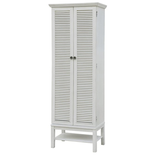 Crestview Collection Magnolia Louvered White Tall Cabinet