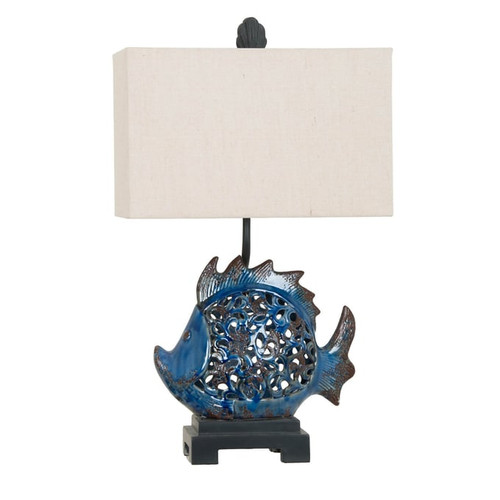 2 Crestview Collection Scales Dark Turquoise Blue Black Table Lamps