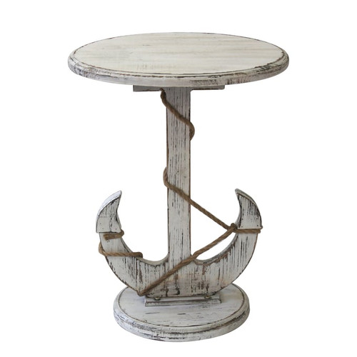 Crestview Collection Harbor Distressed White Anchor Table