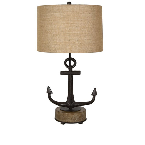 2 Crestview Collection Warf Anchor Black Burlap Table Lamps