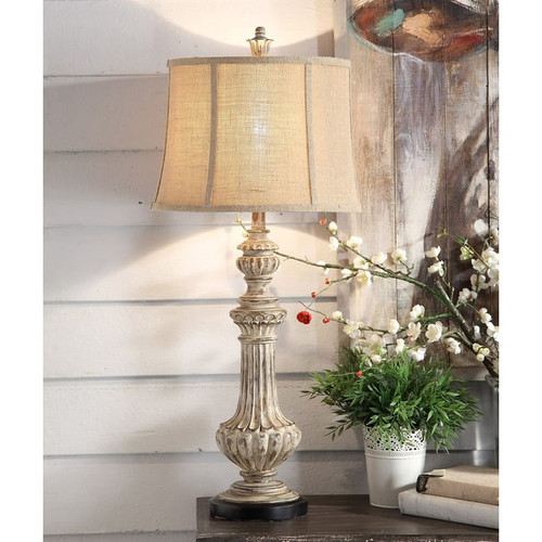 2 Crestview Collection Cameron Antique Black Burlap Table Lamps