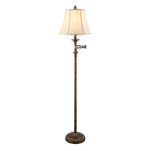 2 Crestview Collection Barton Bronze Ecru Swing Arm Floor Lamps