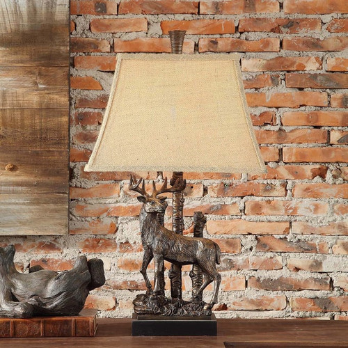 Crestview Collection Deer Bronze Burlap Table Lamp