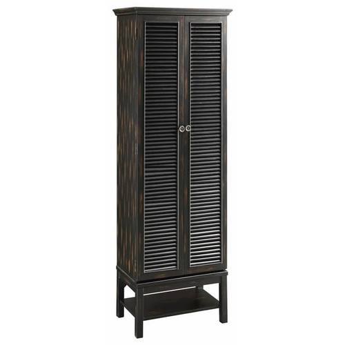 Crestview Collection Wilmington Louvered Black Tall Cabinet