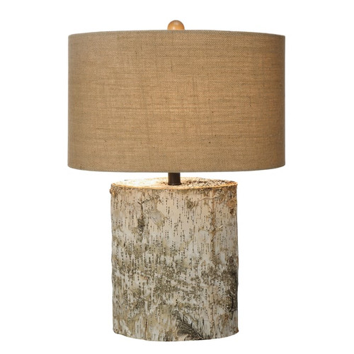 2 Crestview Collection Burlap Birch Wood Table Lamps