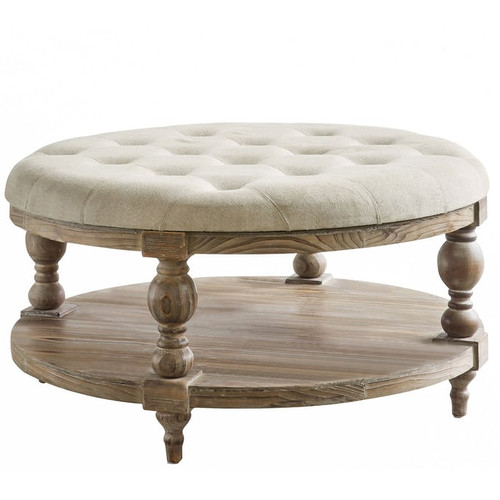 Crestview Collection Tahoe Rustic Round Ottoman