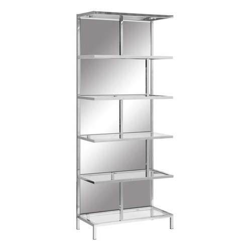 Crestview Collection Bentley Chrome Mirror Etagere Bookcase