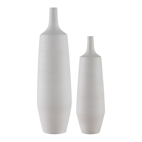 Crestview Collection Tegan Gesso White 2pc Vase Set