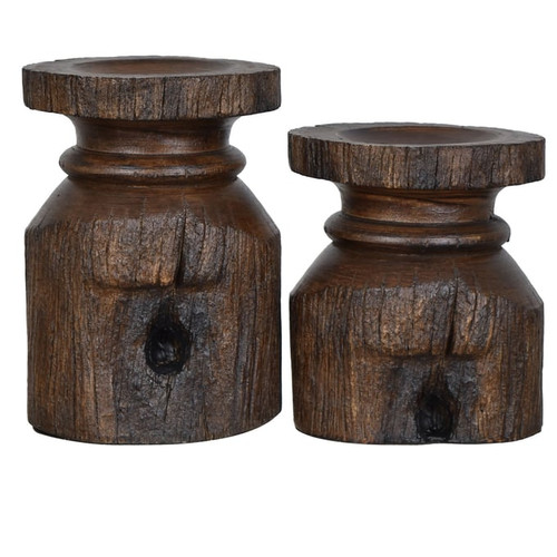 Crestview Collection Rustic 2pc Barn Post Candle Holder