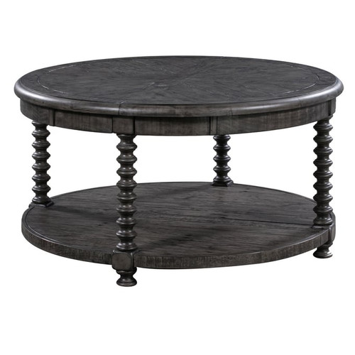 Crestview Collection Pembroke Distressed Grey Round Plantation Cocktail Table