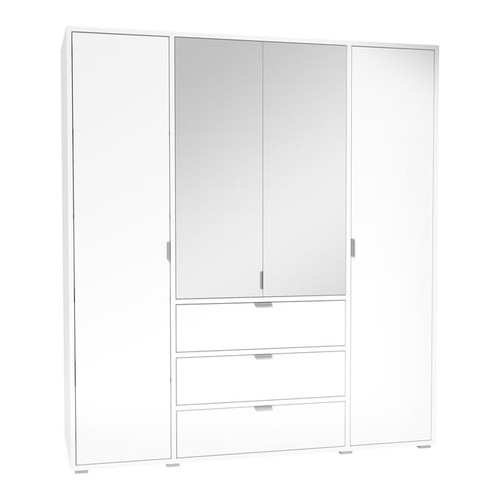 Modarte Shaker White 71 Inch Wardrobe Cabinet with Glass door