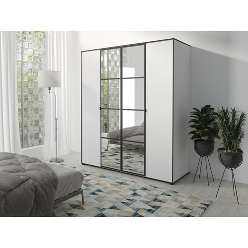 Modarte Manhattan White 71 Inch Wardrobe